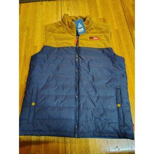 The Great pnw quilted puffer vest (Rainier) full zip blue gold size large new
